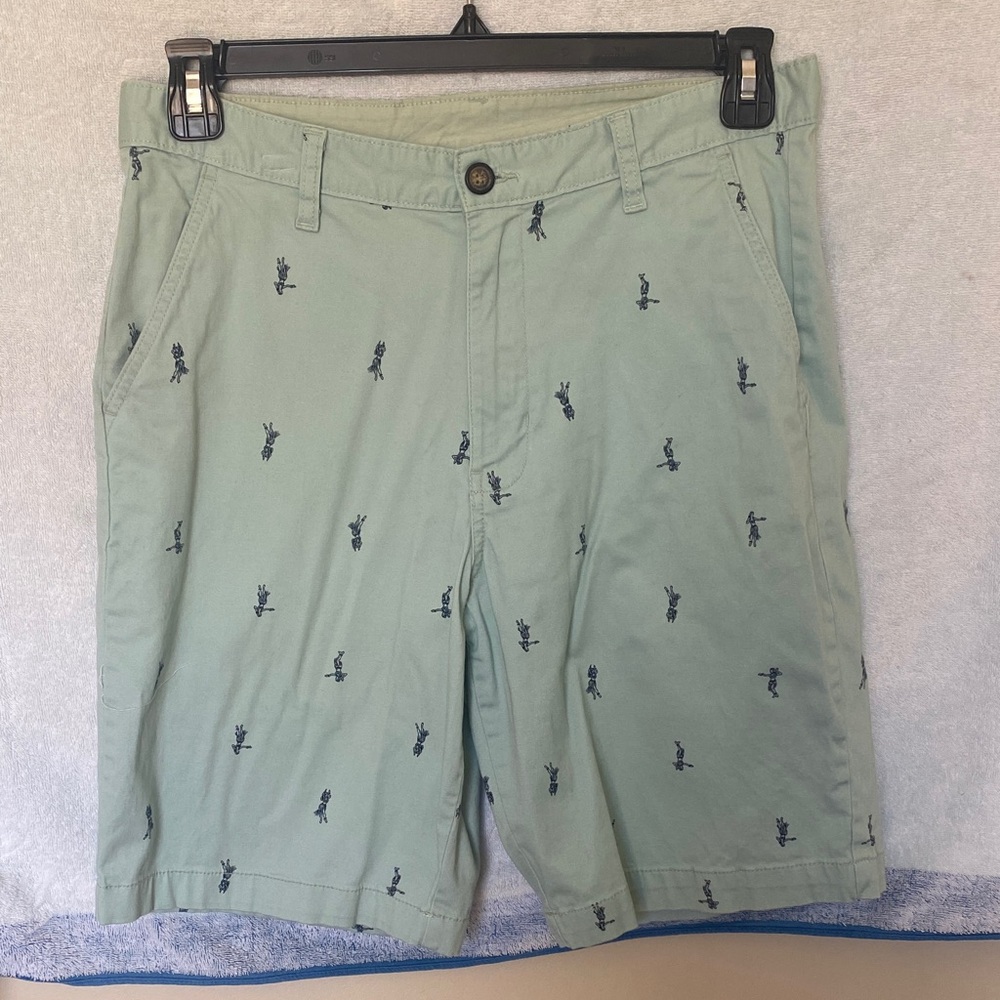 George Men's Light Green Embroidered Shorts